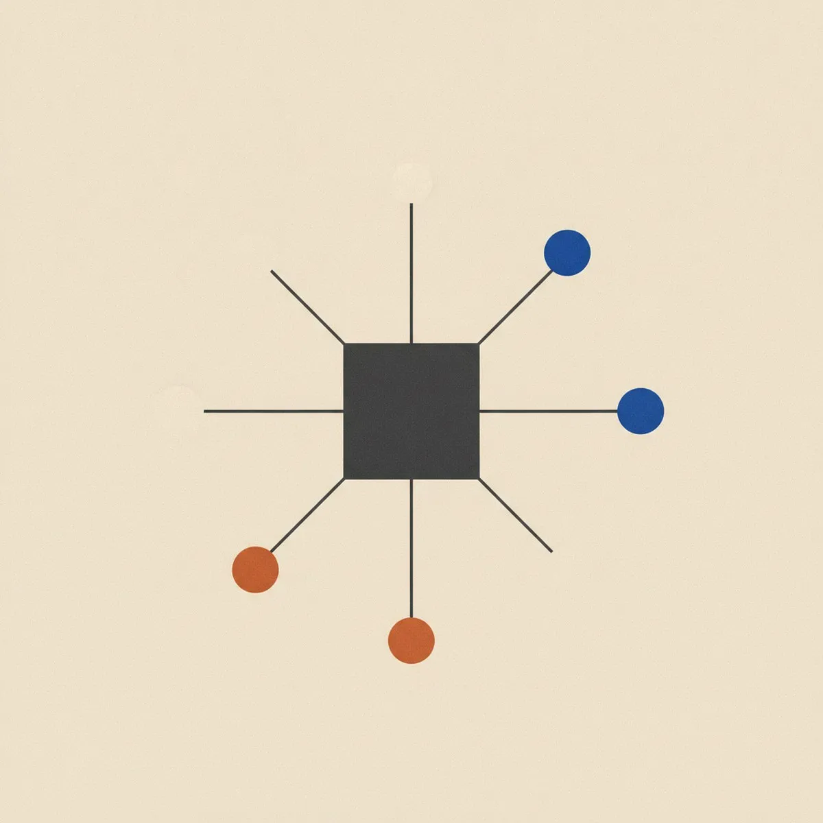 Illustration of a central hub connected to eight platform nodes